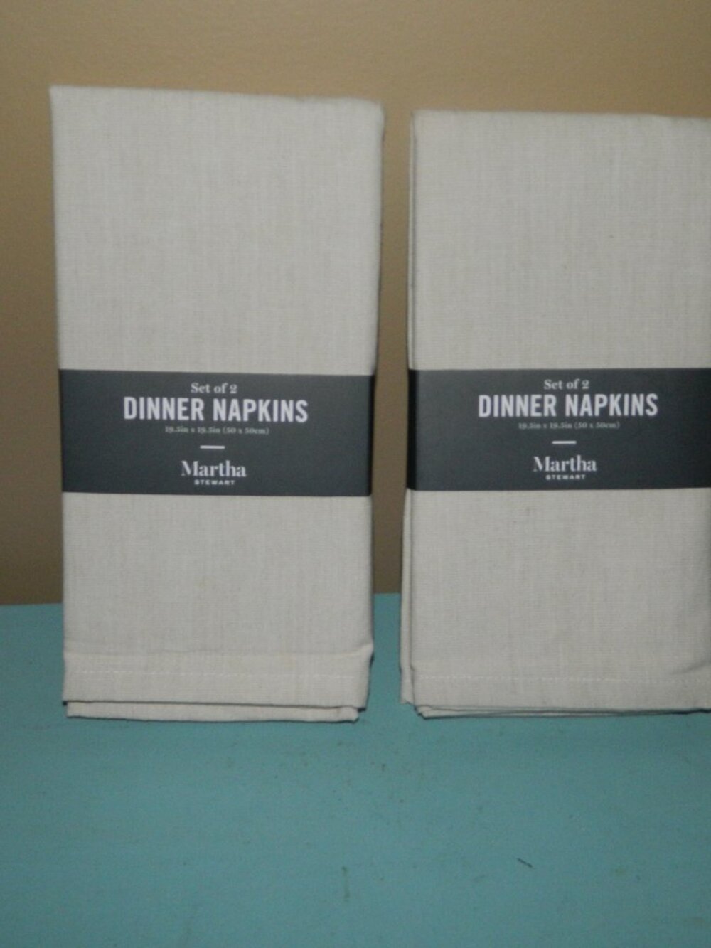 Martha Stewart Beige Dinner Napkins 19.5x19.5 Set of 4